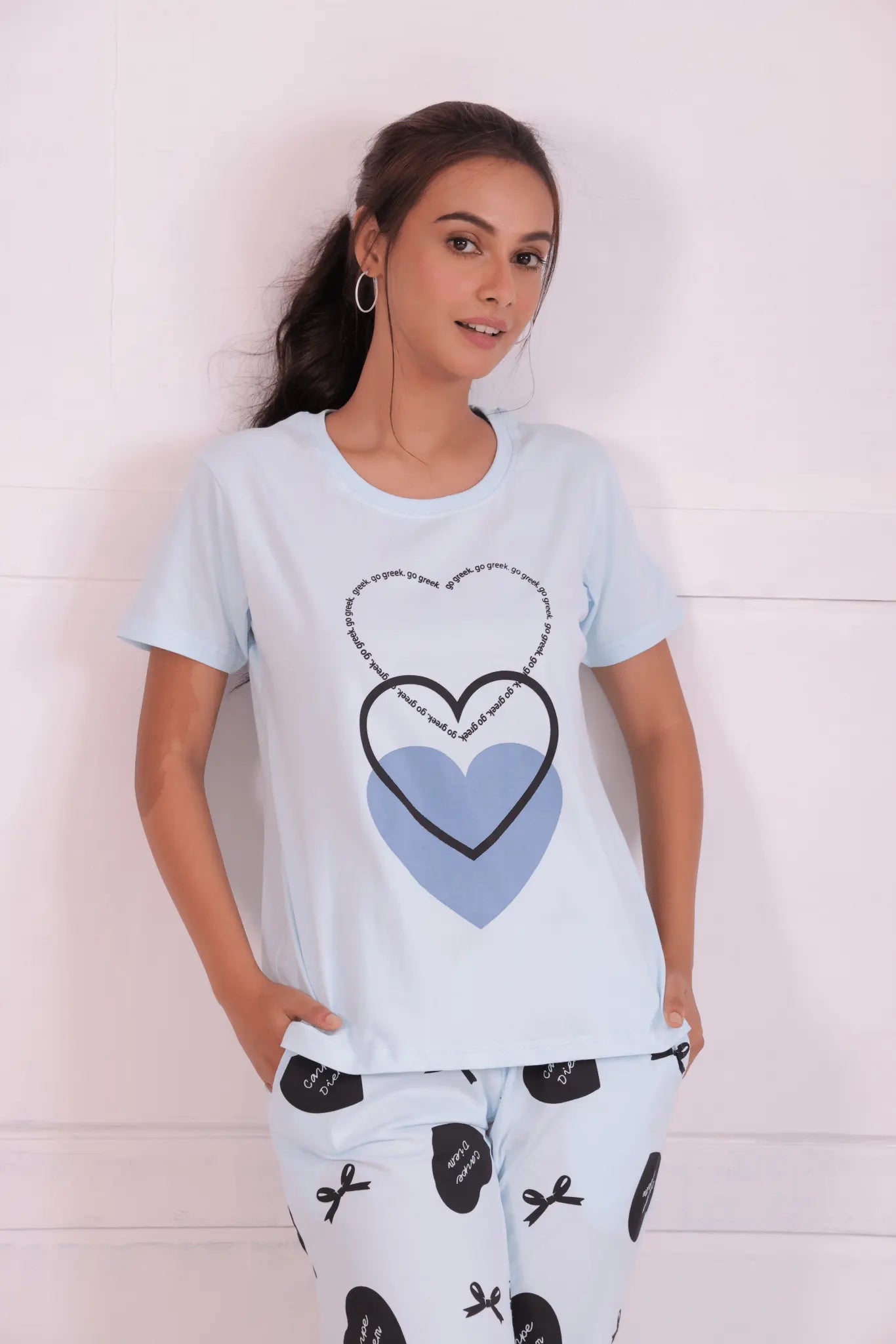 Bows and Hearts T-shirt Pyjama Set - Main Image
