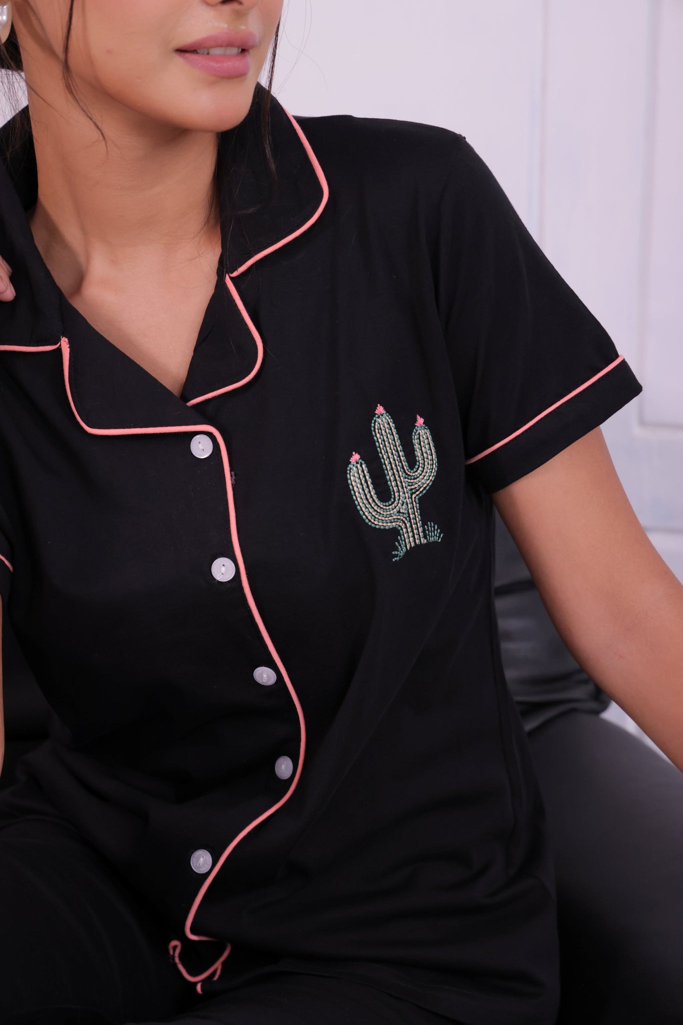 Cactus Embroidery Pyjama Set - NapStory