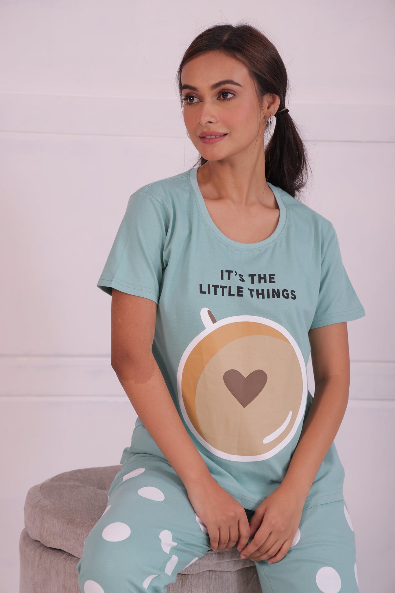 Cappuccino Polka T-shirt Pyjama Set - NapStory