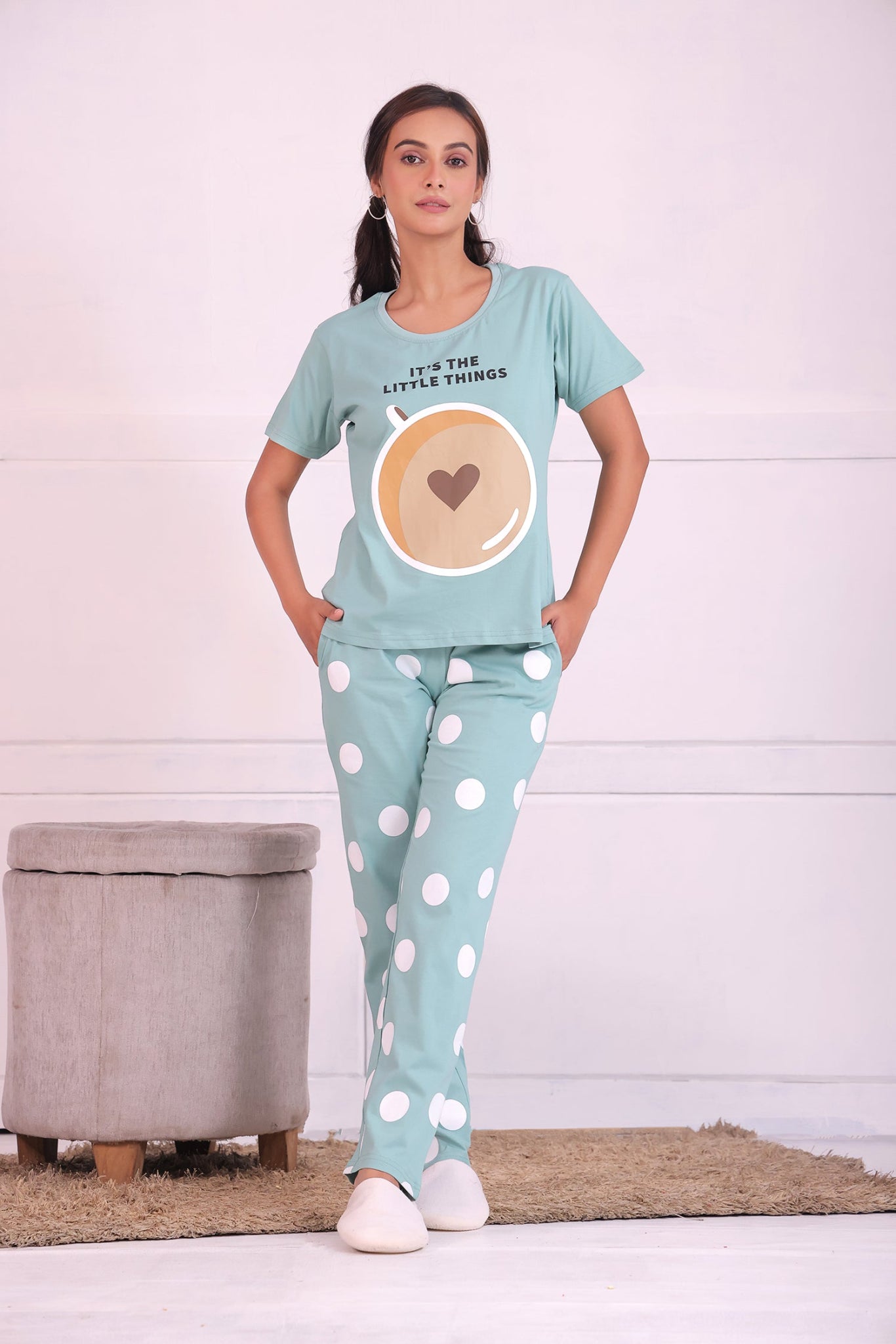 Cappuccino Polka T-shirt Pyjama Set - NapStory