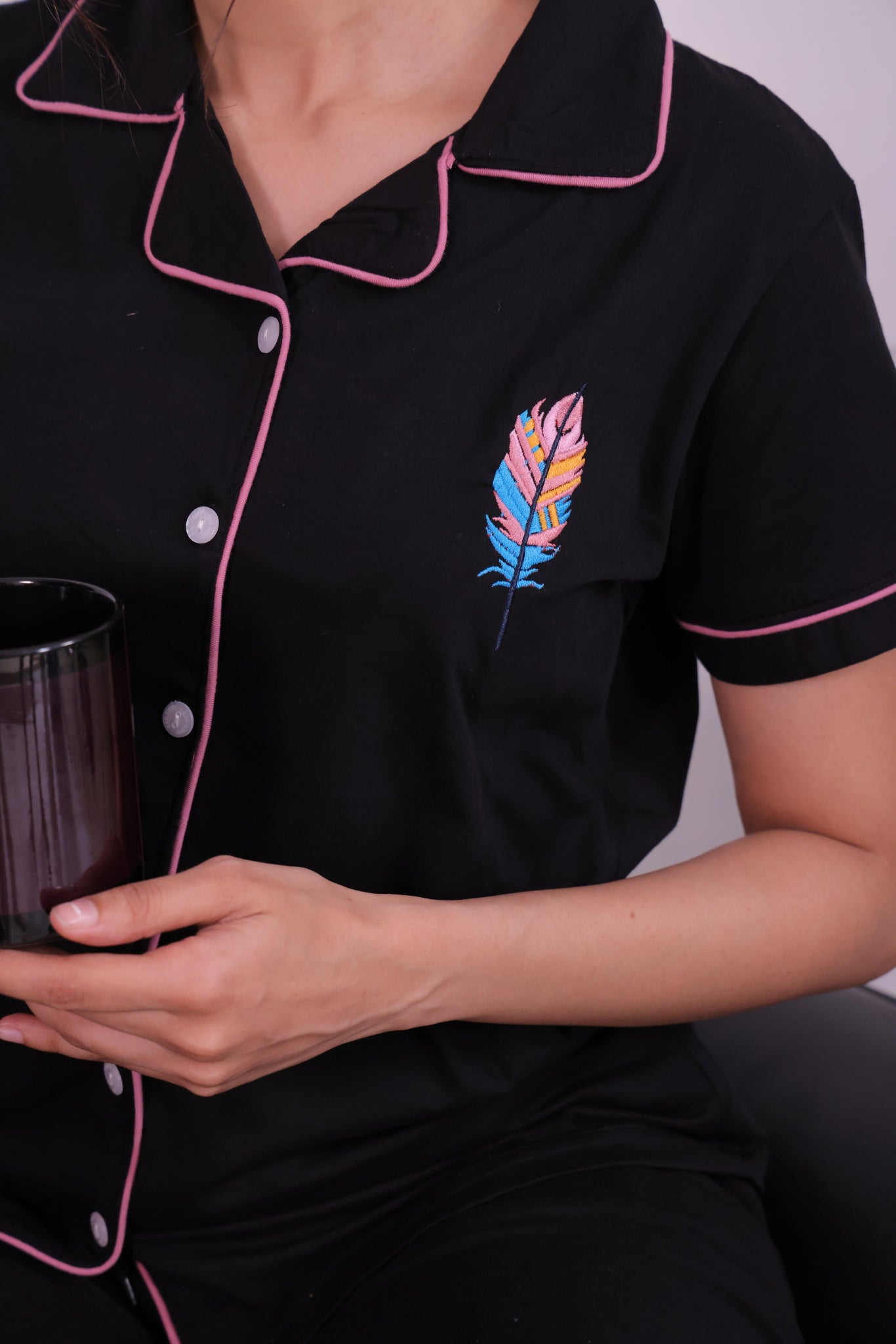 Feather Embroidery Premium Pyjama Set - NapStory