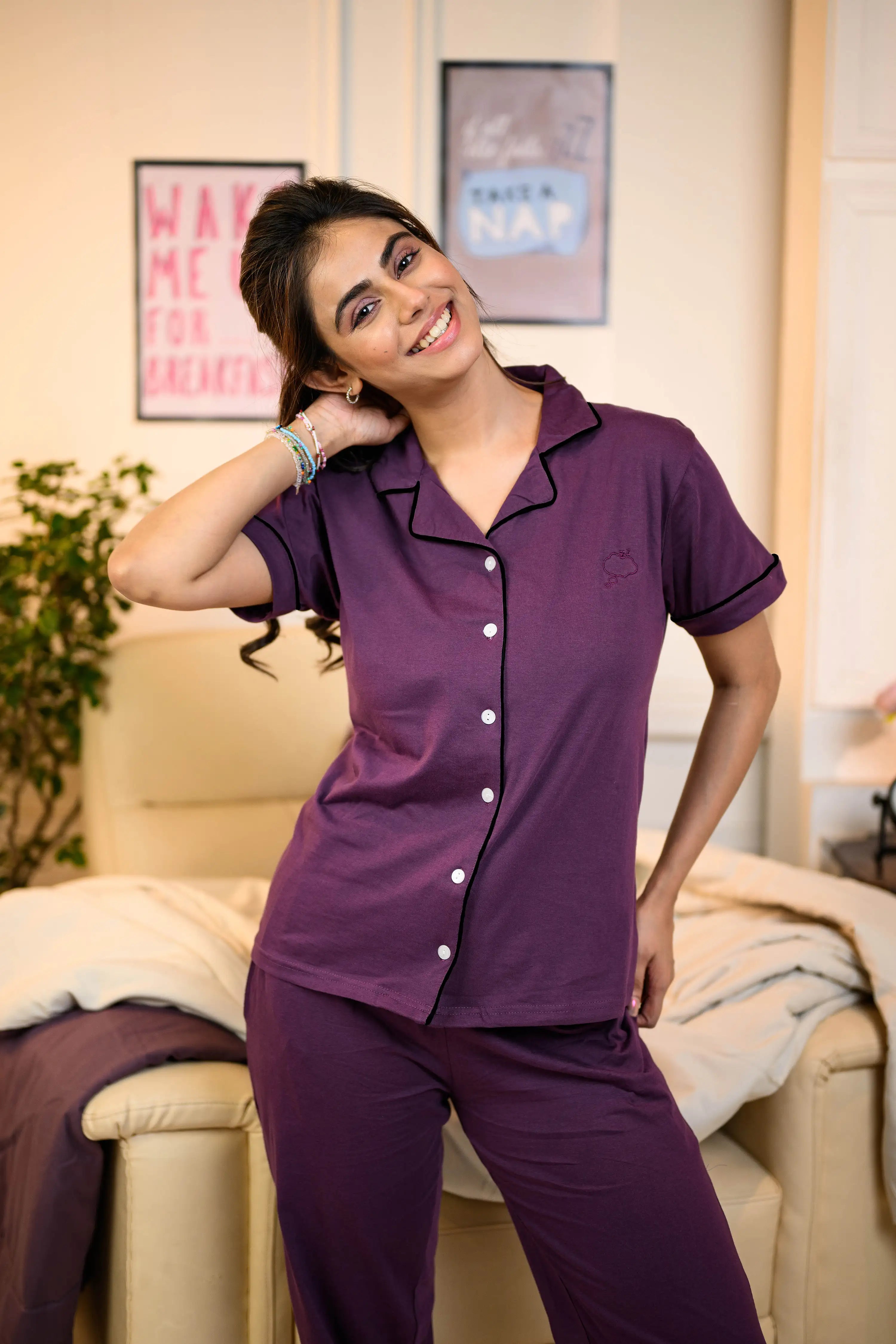 Lavender Solid Pyjama Set