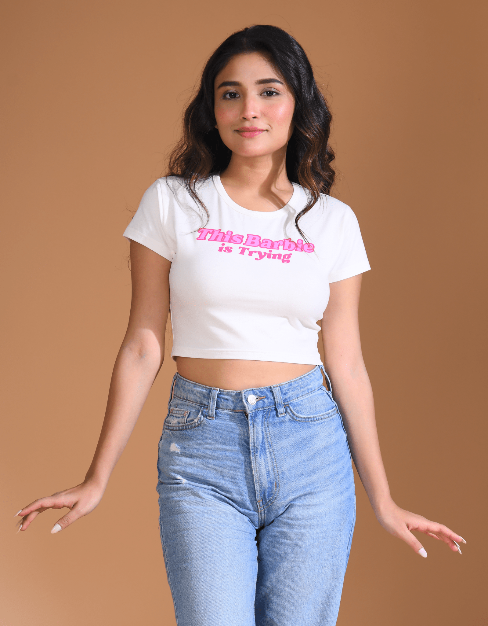 Barbie Baby Printed Tee | 100% Cotton Rib Crop Top – NapStory