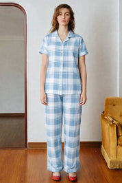 Azure Checks Cotton Pyjama Set
