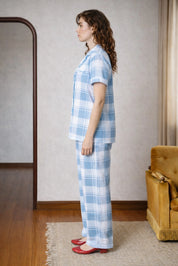Azure Checks Cotton Pyjama Set