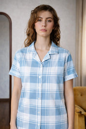 Azure Checks Cotton Pyjama Set