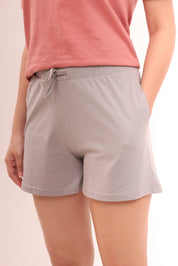 Rose V-neck Tee & Basic Grey Shorts Lounge Set