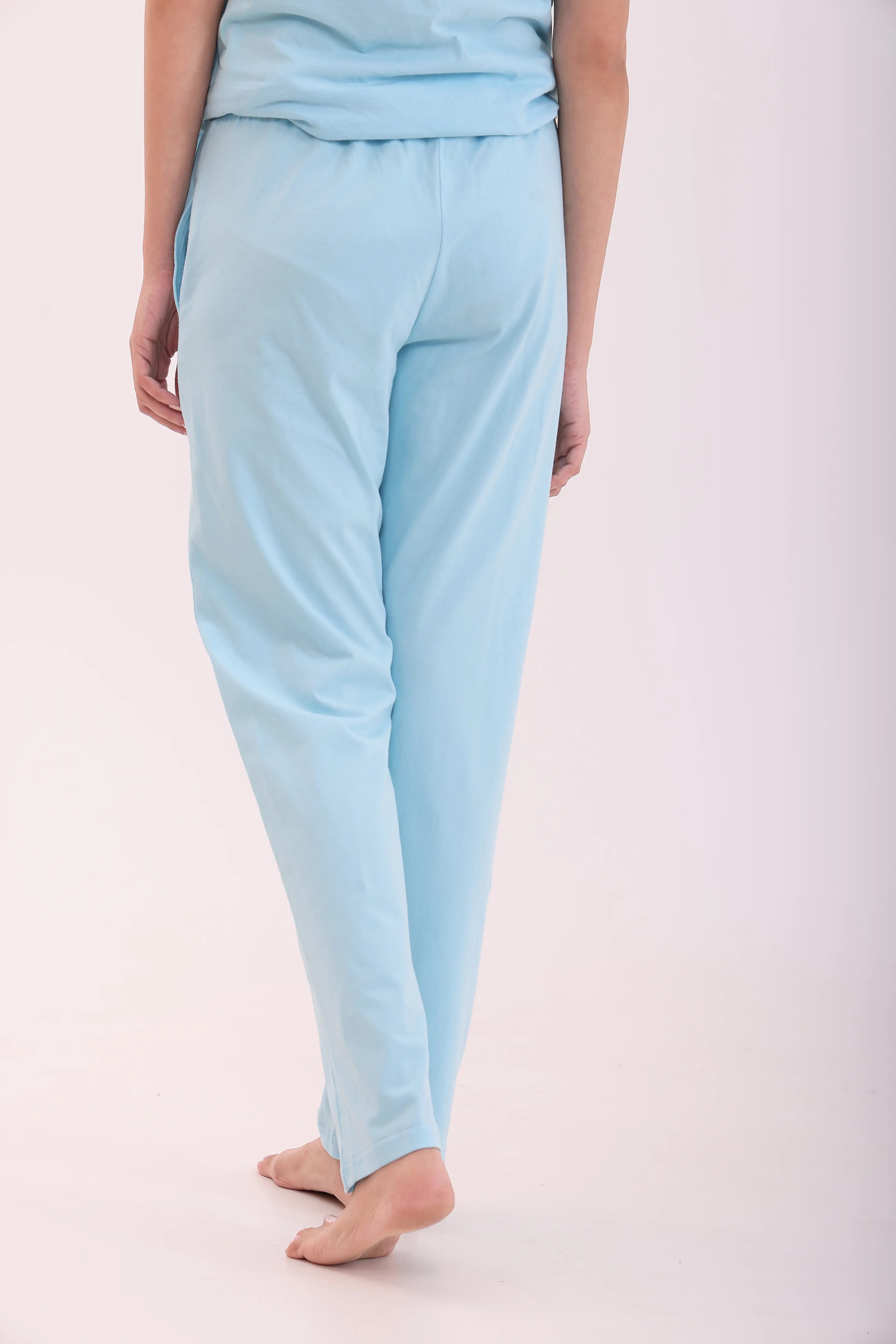Sky Blue Oversize Tee & Basic Sky Blue Pyjama Lounge Set