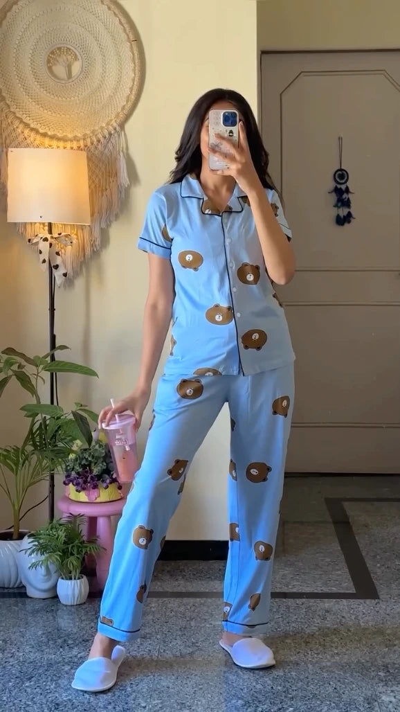 Shop Animal (Bear) Print Nightsuits Pyjama Sets for Women NapStory