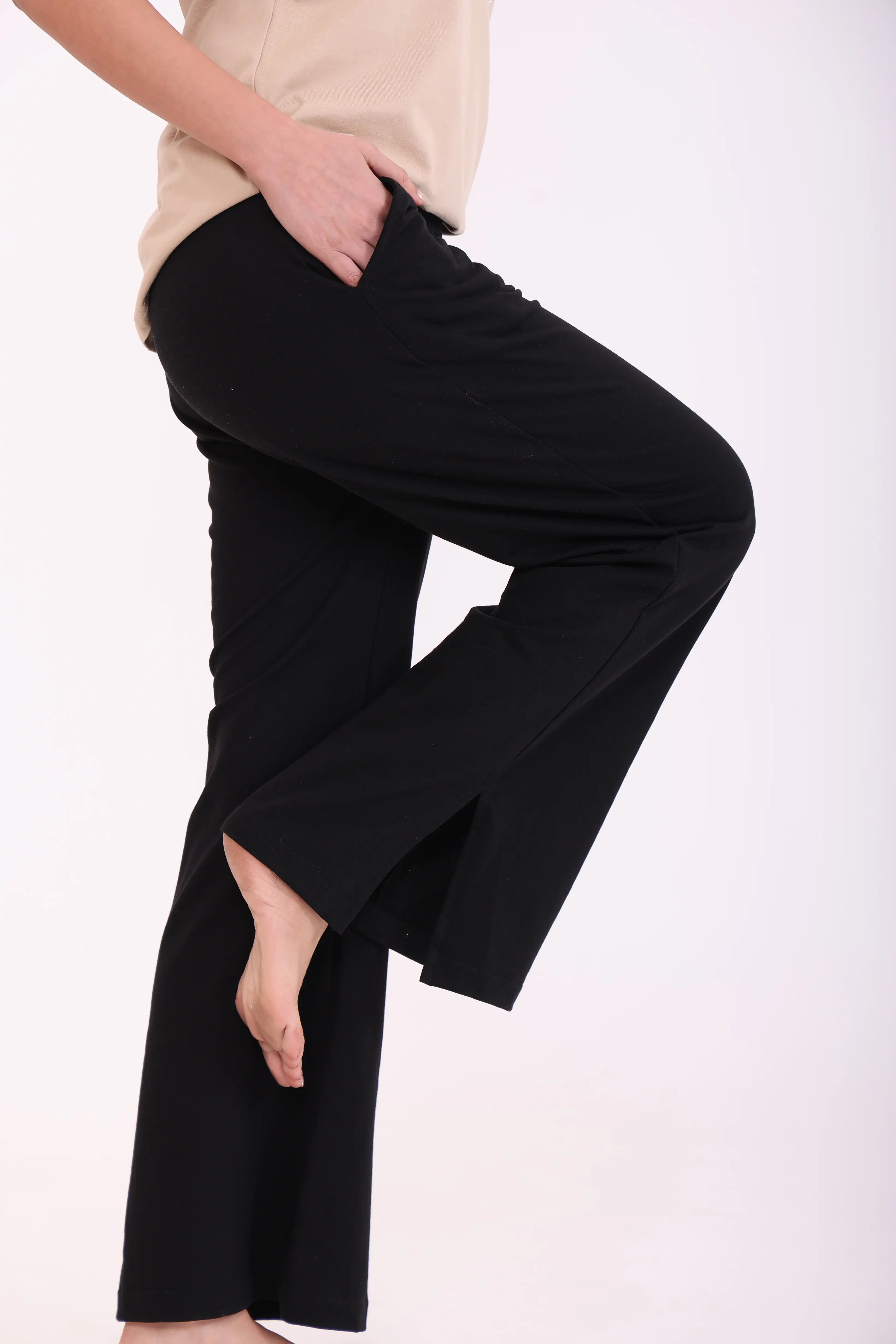 Black Flared Side Slit Pant