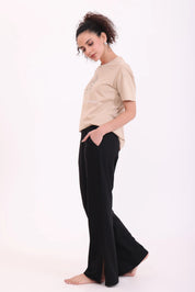 Black Flared Side Slit Pant