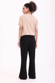 Black Flared Side Slit Pant