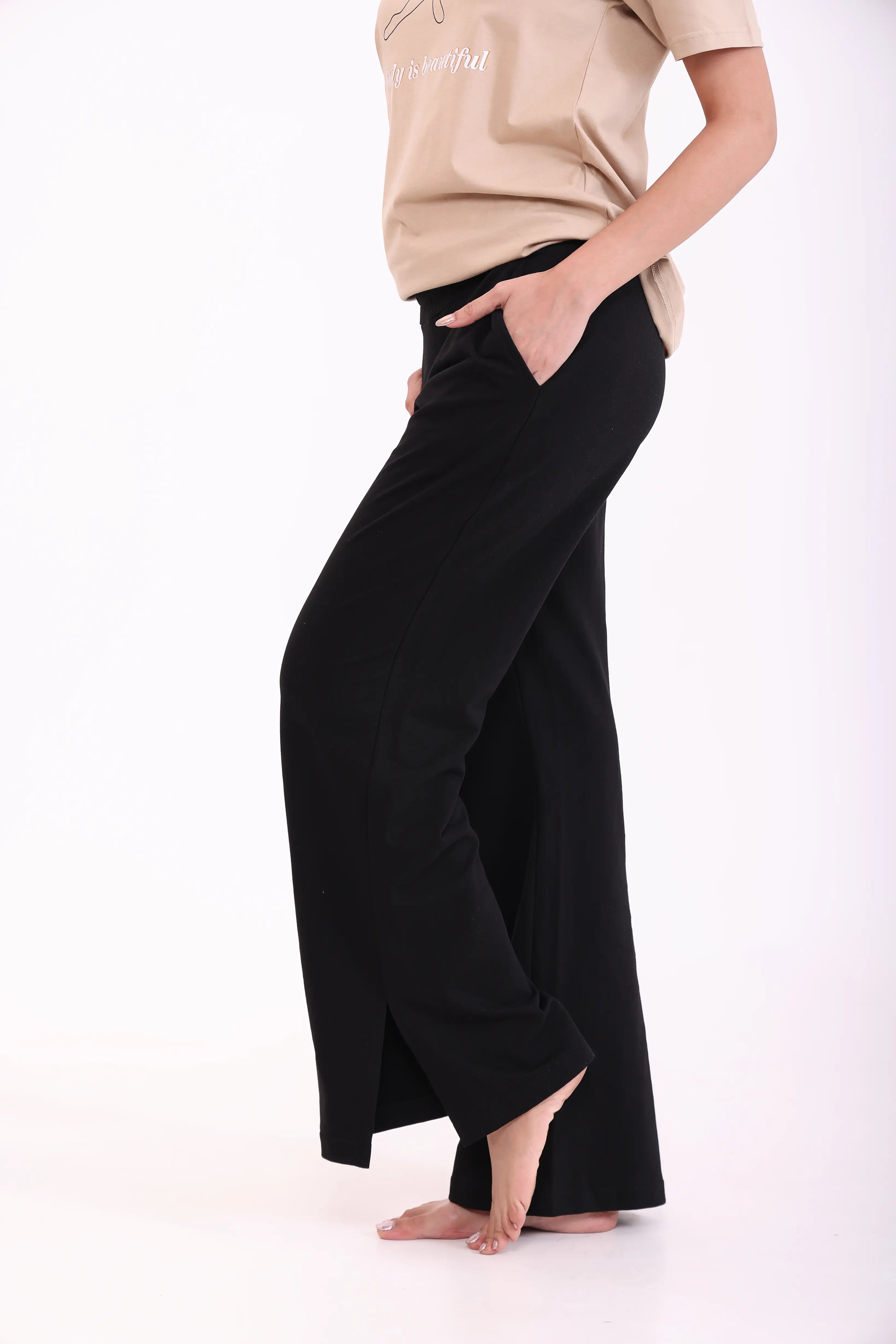 Black Flared Side Slit Pant