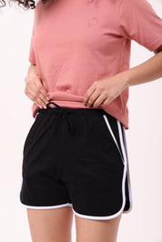 Black Piped-Up Shorts