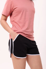 Black Piped-Up Shorts