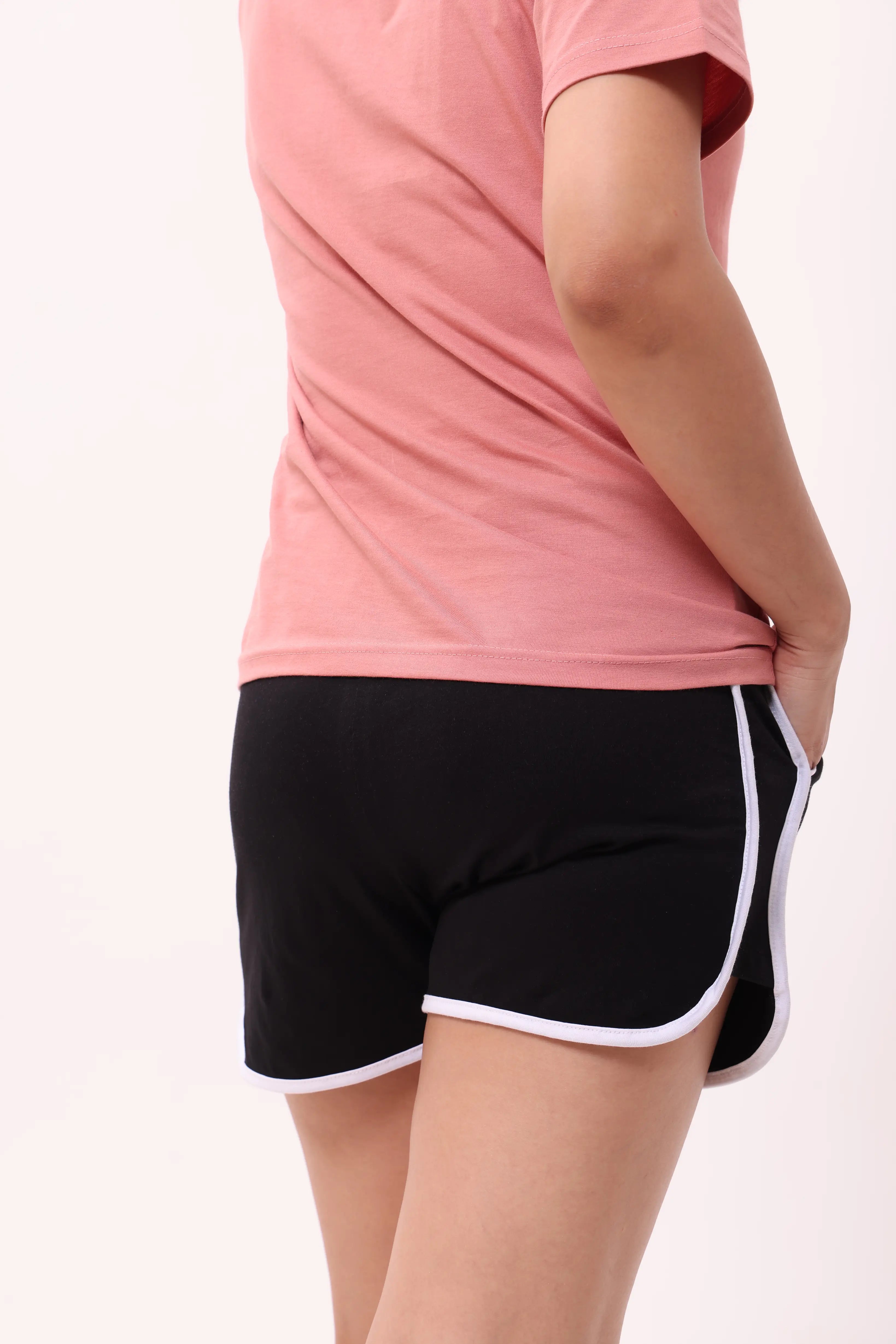 Black Piped-Up Shorts