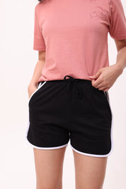 Black Piped-Up Shorts