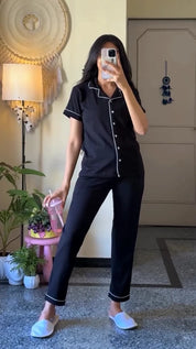 Black Solid Pyjama Set - NapStory