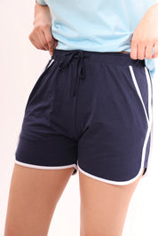 Blue Piped-Up Shorts