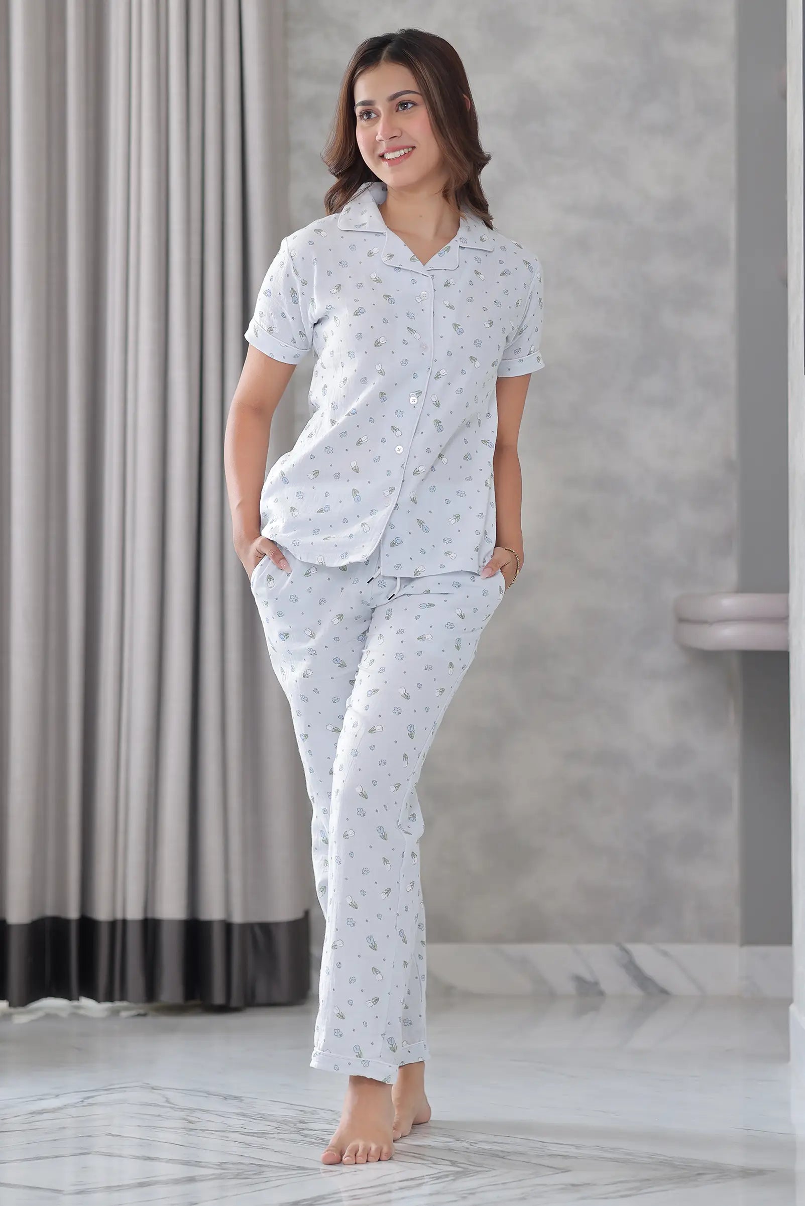 Blue Tulip Muslin Pyjama Set