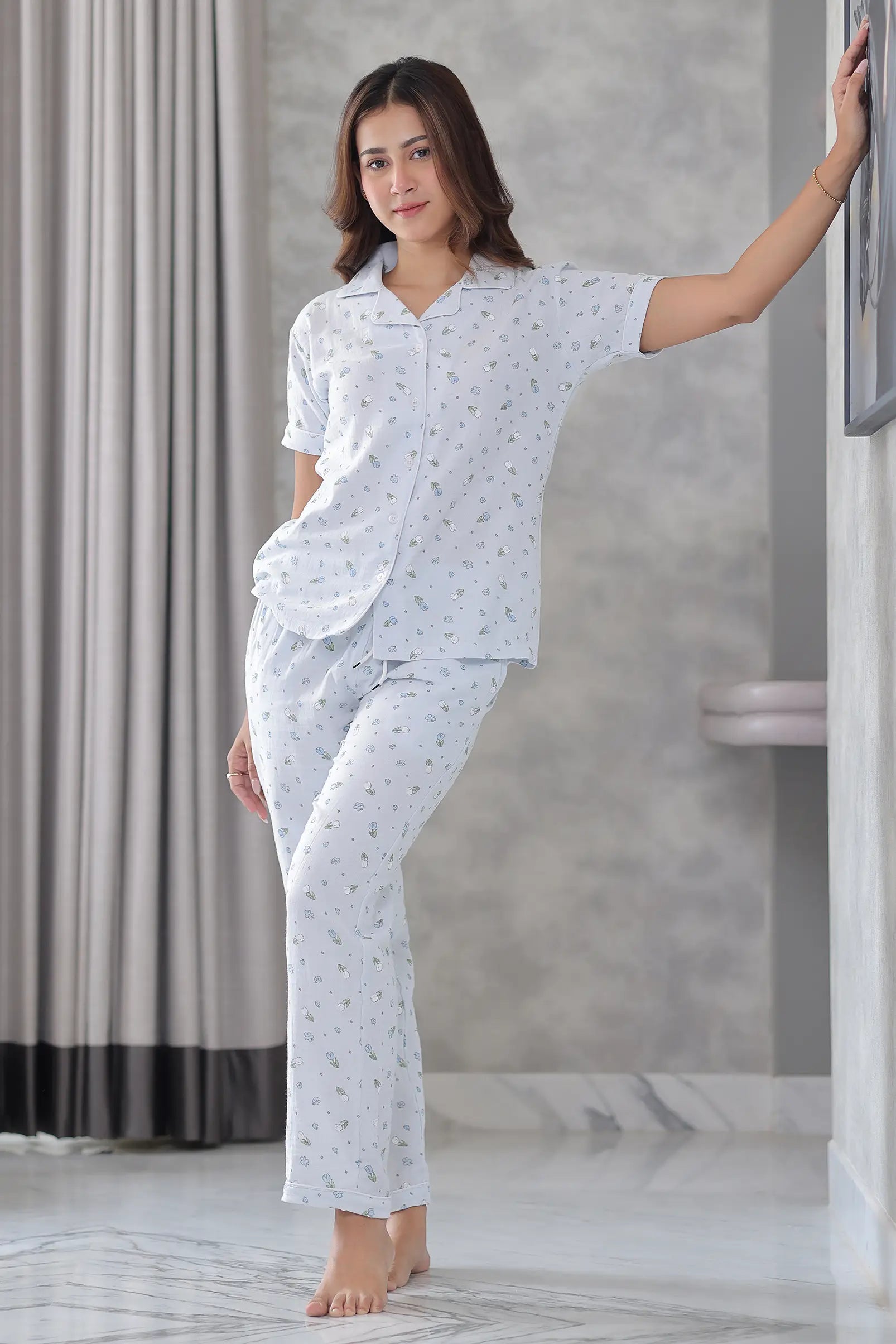Blue Tulip Muslin Pyjama Set