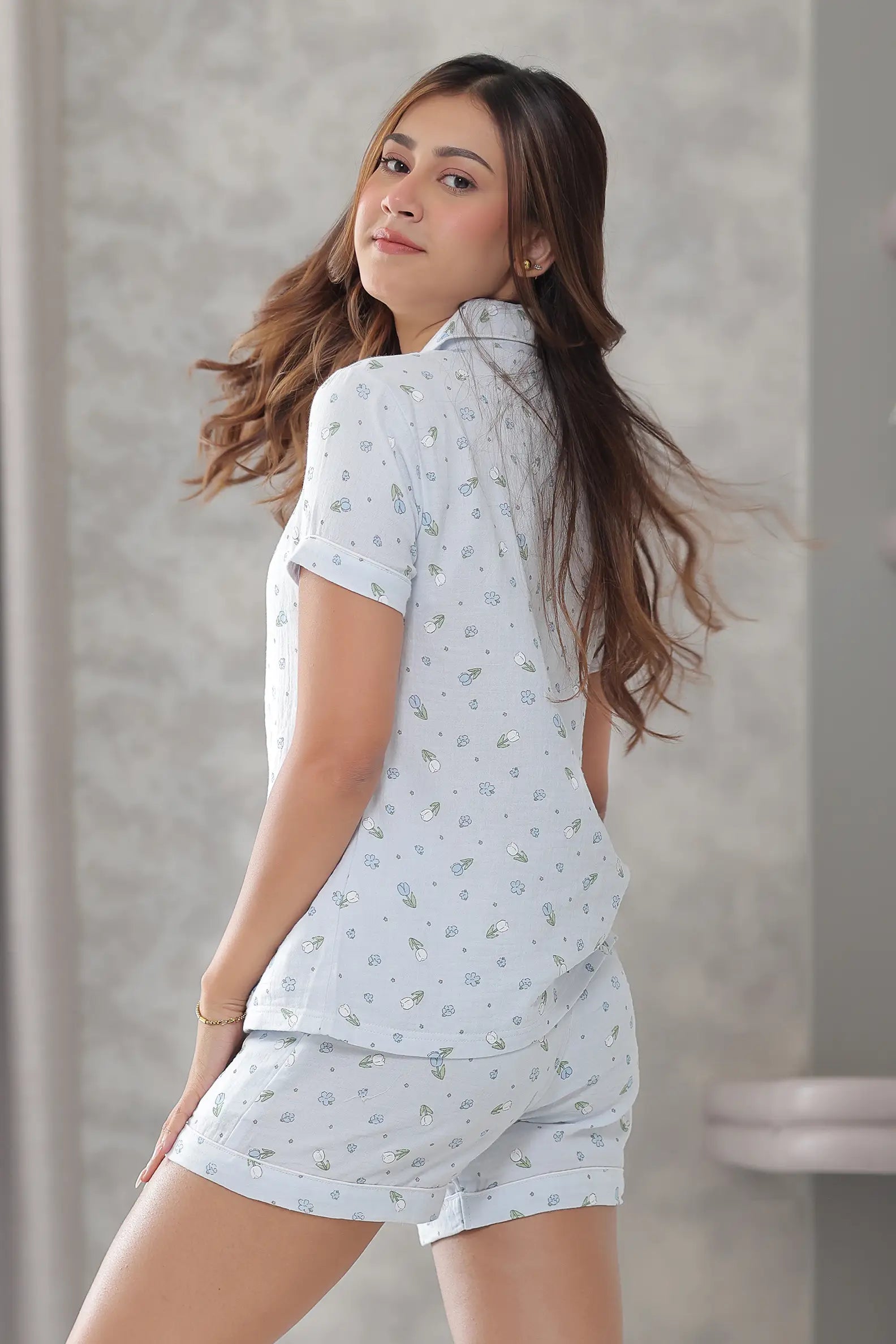 Blue Tulip Muslin Shorts Set