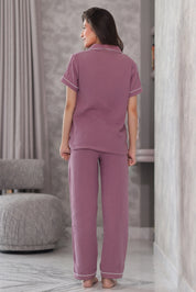 Burgundy Crinkled Muslin Pyjama Set