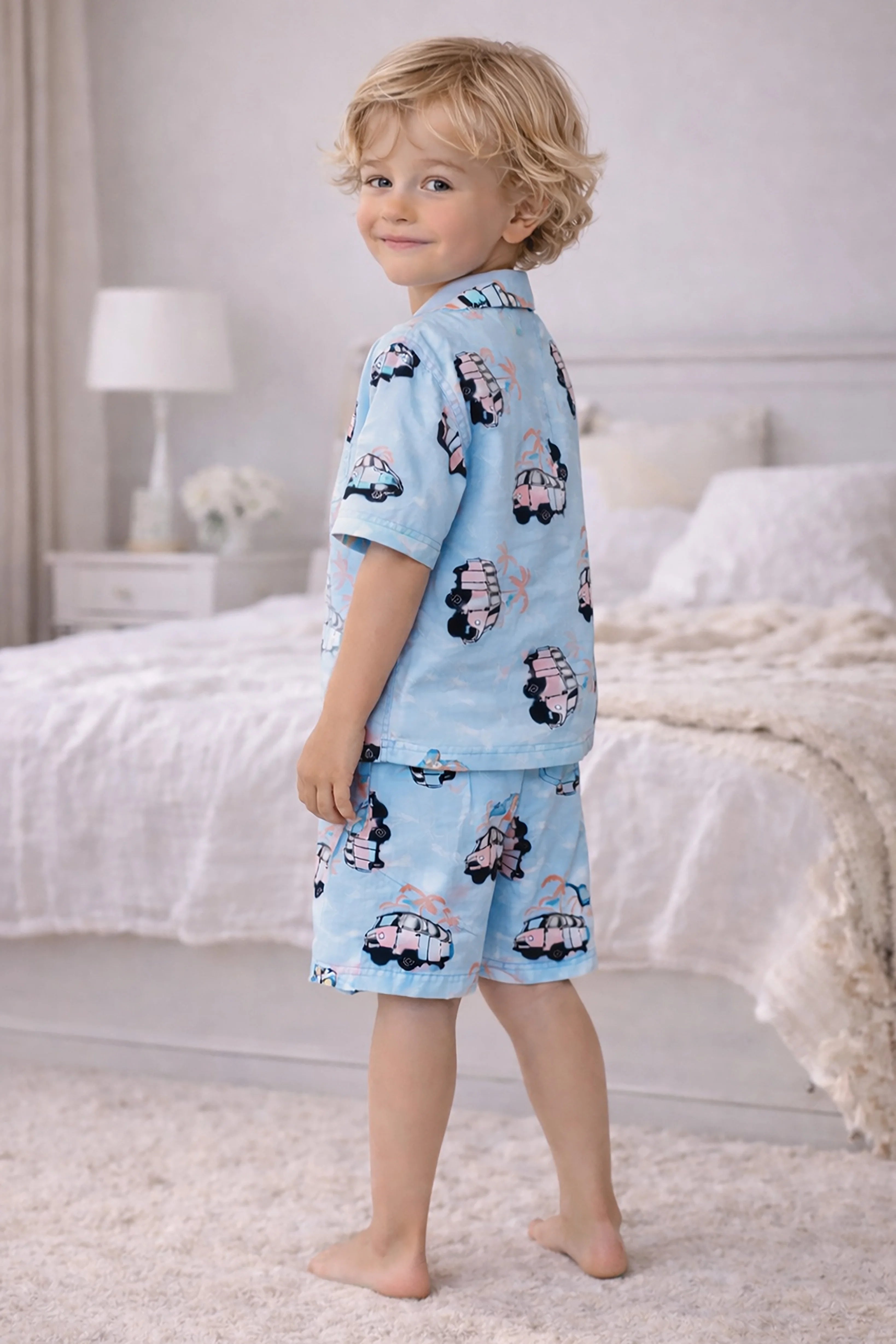 Bus Kids Shorts Set (Blue)