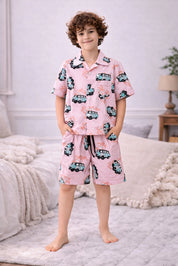 Bus Kids Shorts Set (Pink)