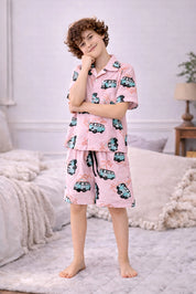 Bus Kids Shorts Set (Pink)