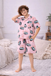 Bus Kids Shorts Set (Pink)
