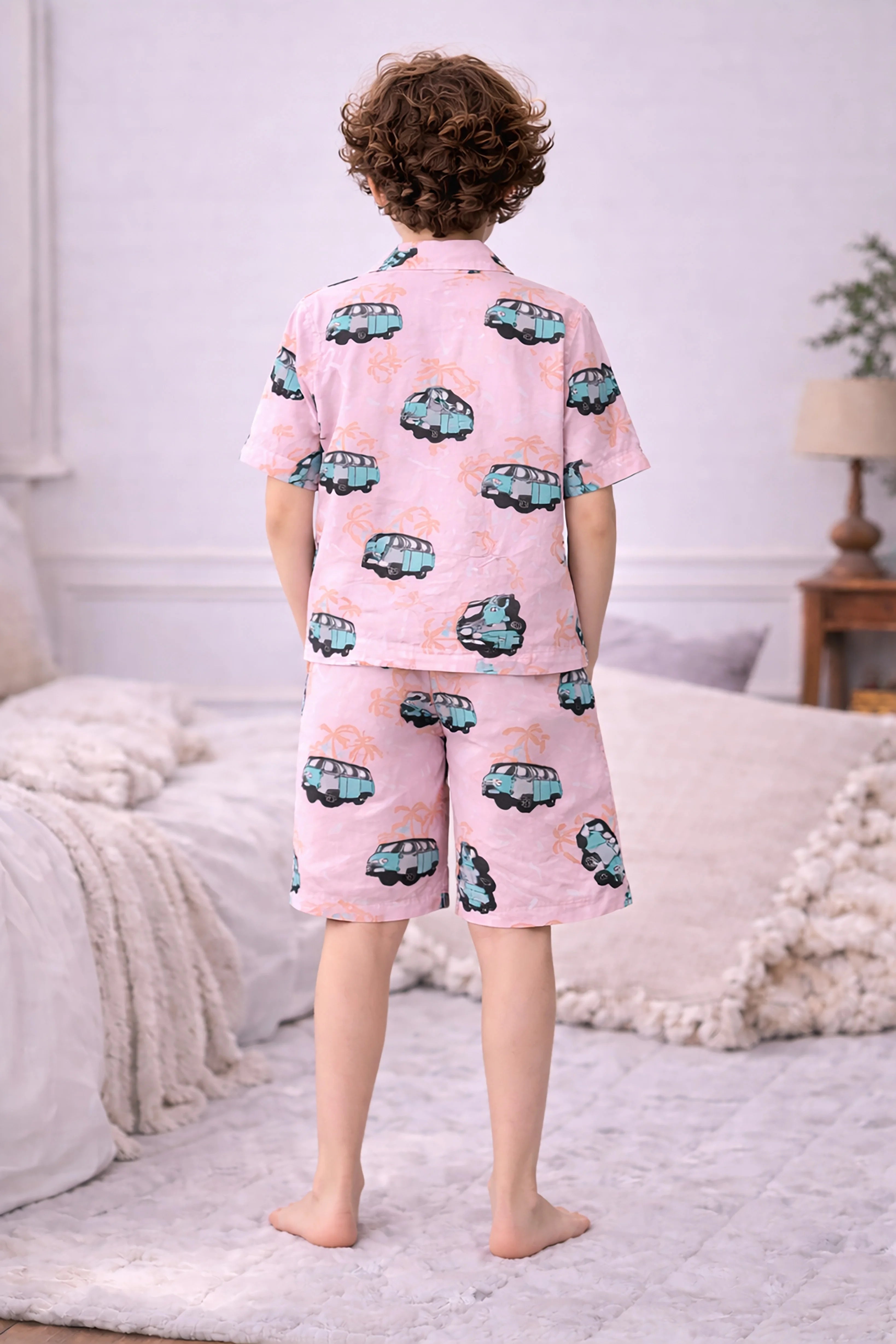 Bus Kids Shorts Set (Pink)