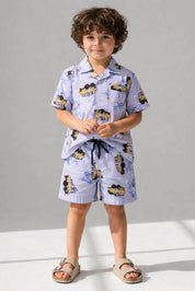 Bus Kids Shorts Set (Purple)