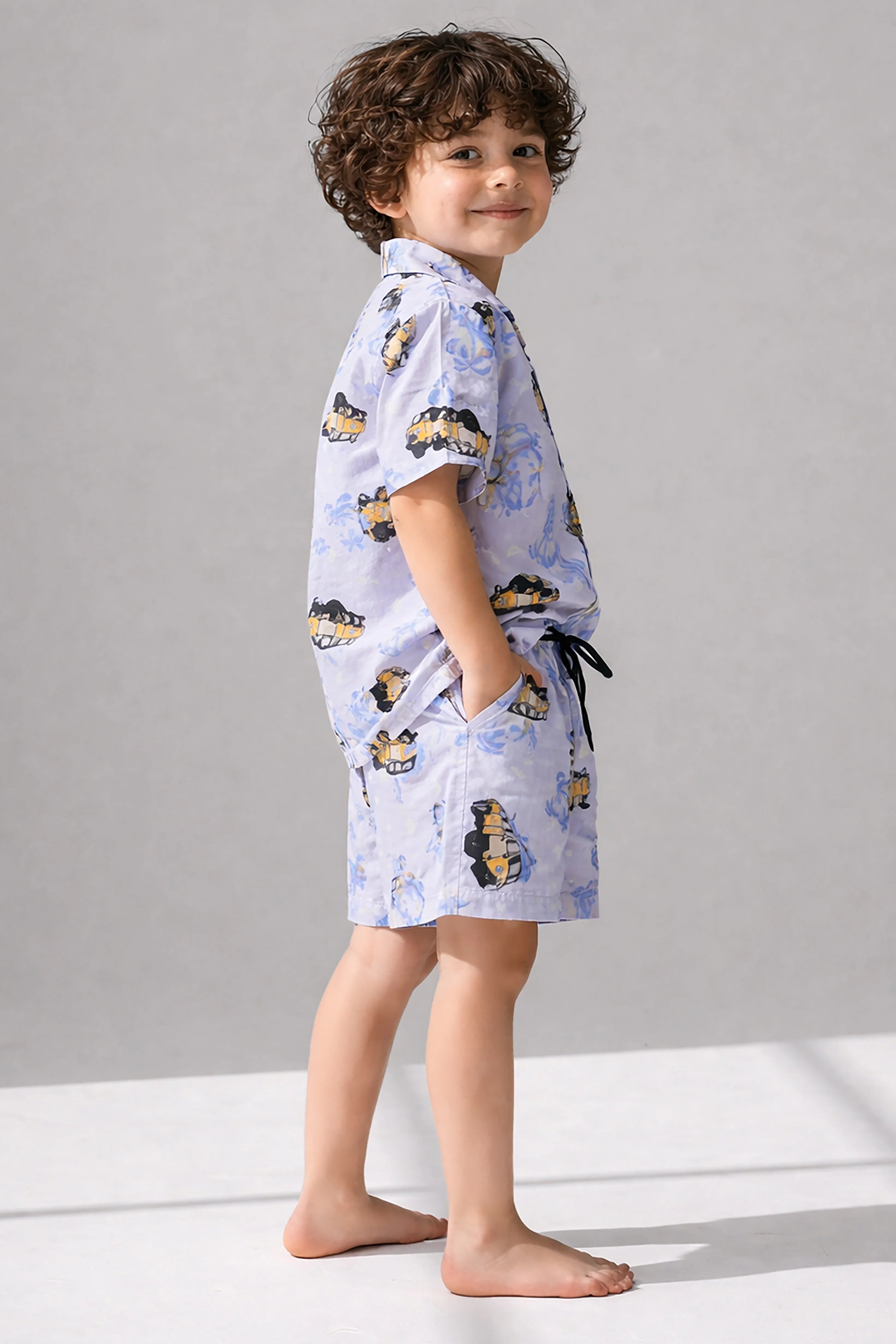 Bus Kids Shorts Set (Purple)