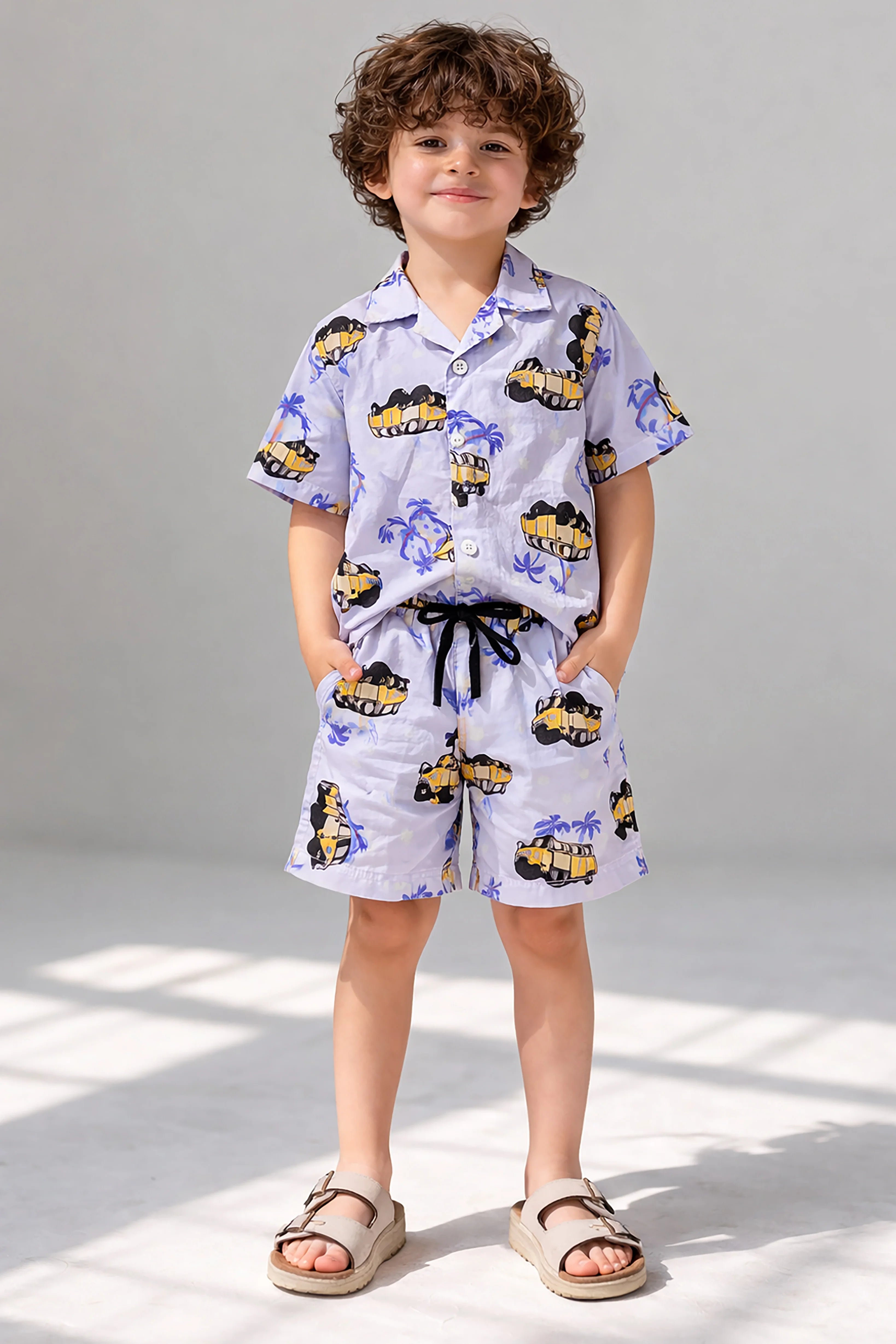 Bus Kids Shorts Set (Purple)