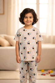 Cat love Kids Unisex Nightwear Beige