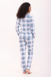 Azure Checks Full Sleeves Cotton Pyjama Set