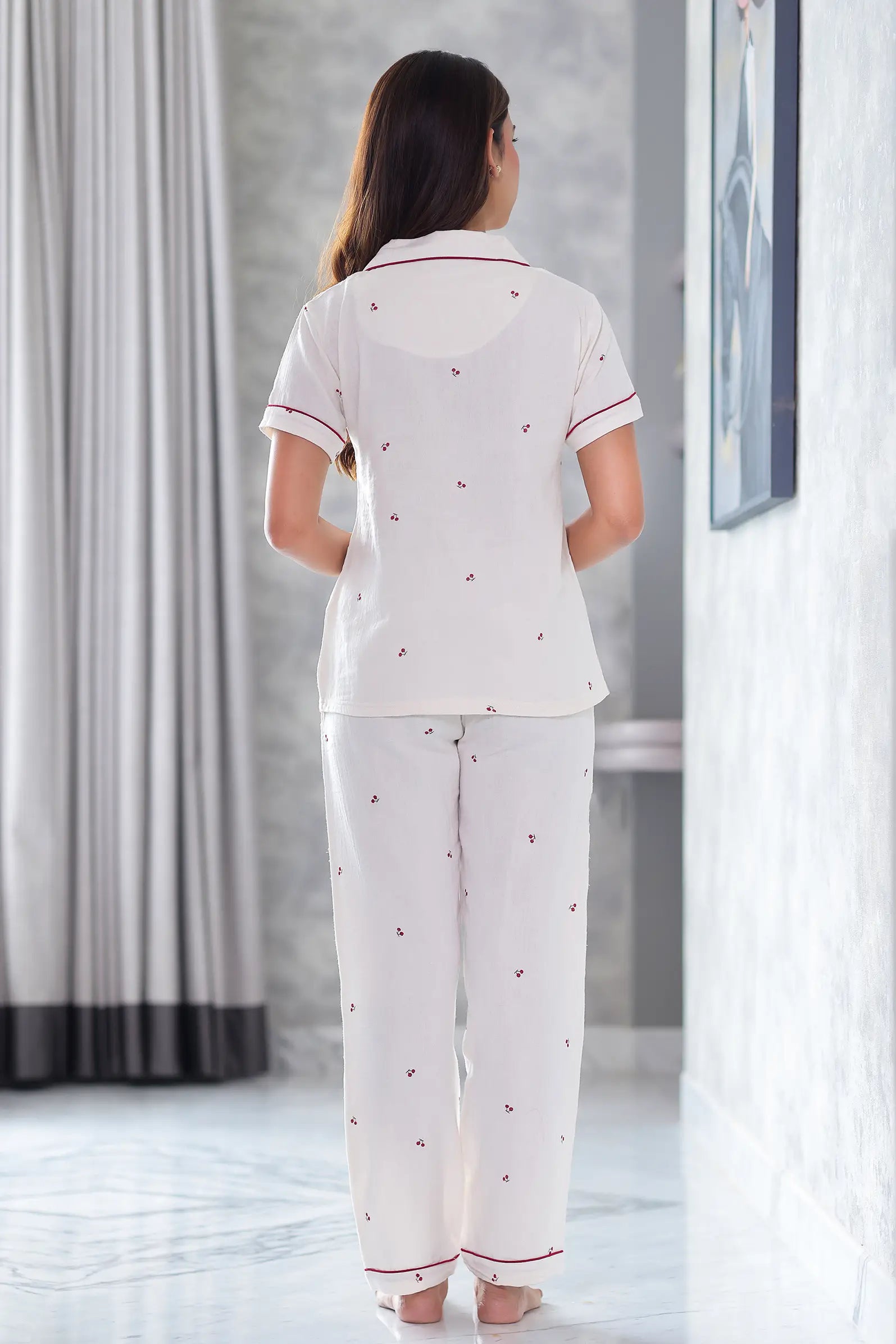 Chérie Cherry Muslin Pyjama Set