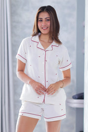 Chérie Cherry Muslin Shorts Set