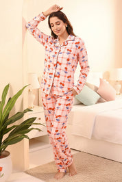 Cherry Print Full Sleeves Pyjama Set