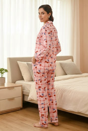 Cherry Print Full Sleeves Pyjama Set