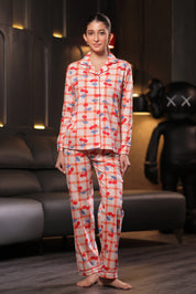Cherry Print Full Sleeves Pyjama Set