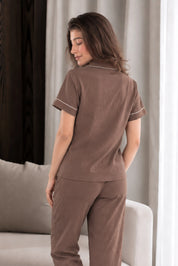 Coffee Muslin Pyjama Set