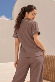 Coffee Muslin Pyjama Set