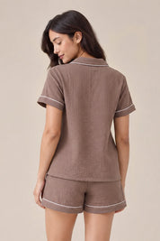 Coffee Muslin Shorts Set
