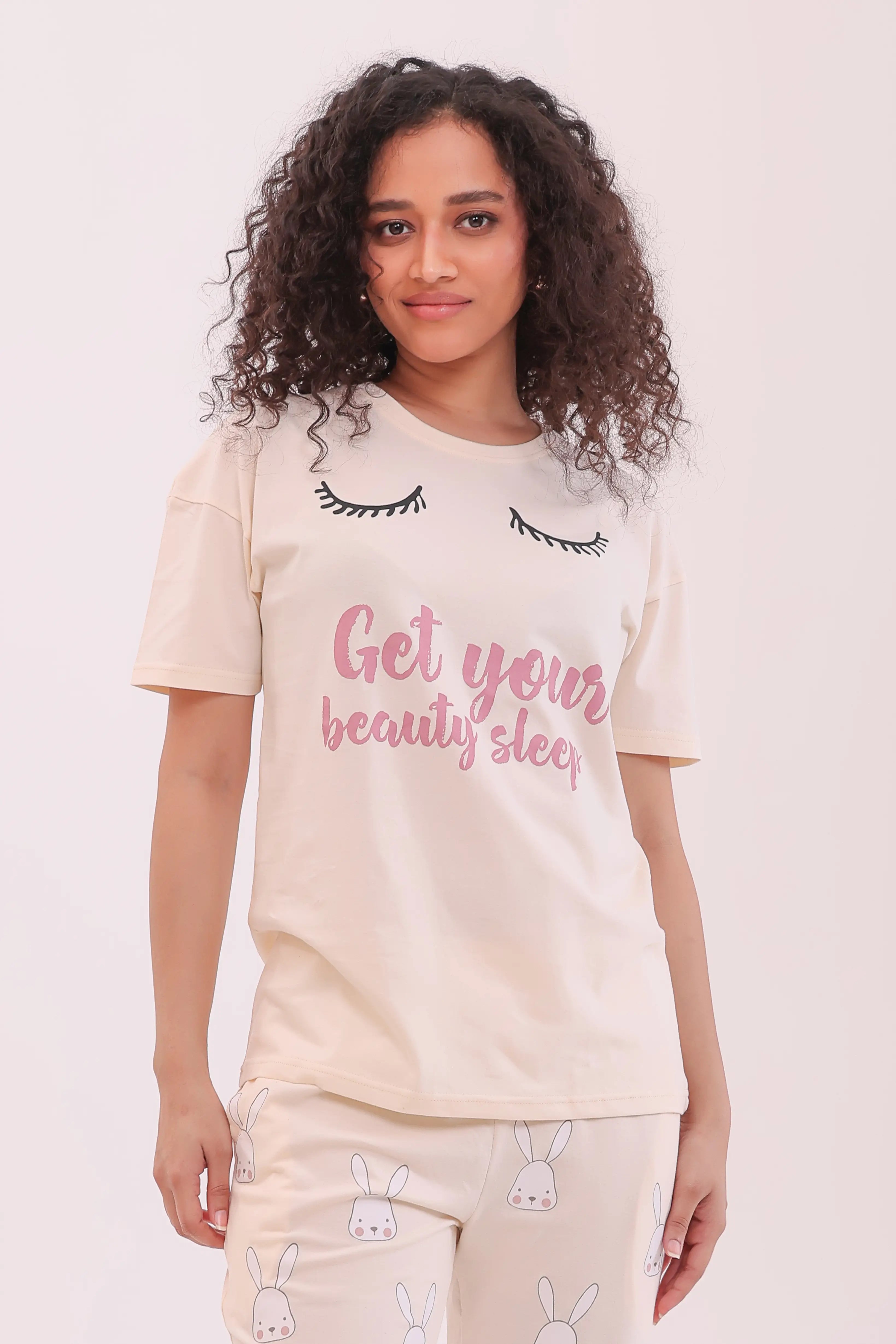 Ecru White Over-sized Printed Tee