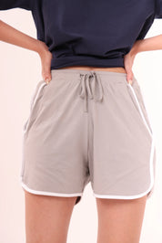 Gray Piped-Up Shorts