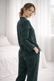 Green Alpine Plaid Full Sleeves Pyjama Set