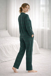 Green Alpine Plaid Full Sleeves Pyjama Set