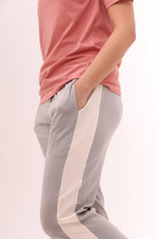Grey Contrast Striped Pants